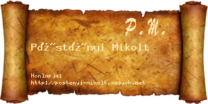 Pöstényi Mikolt névjegykártya